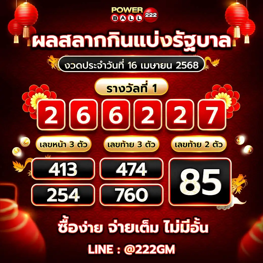 ผลหวยไทย16/4/68